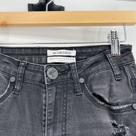 One X One Teaspoon High Waist Freebird II Black Skinny Jeans Women’s Sz. 22 XXS - Picture 5 of 11